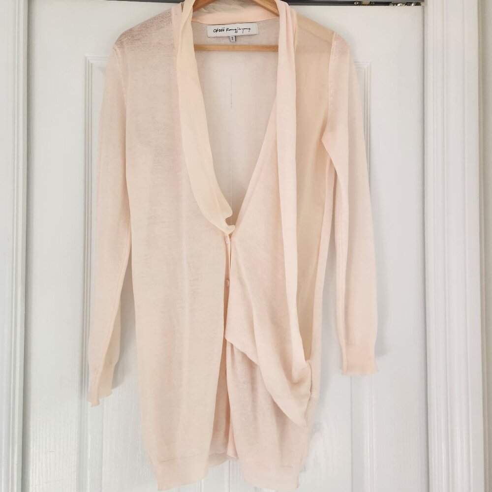 Rayon wool silk semi sheer cardigan